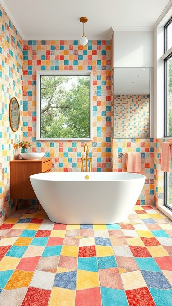vibrant patchwork bathroom designs