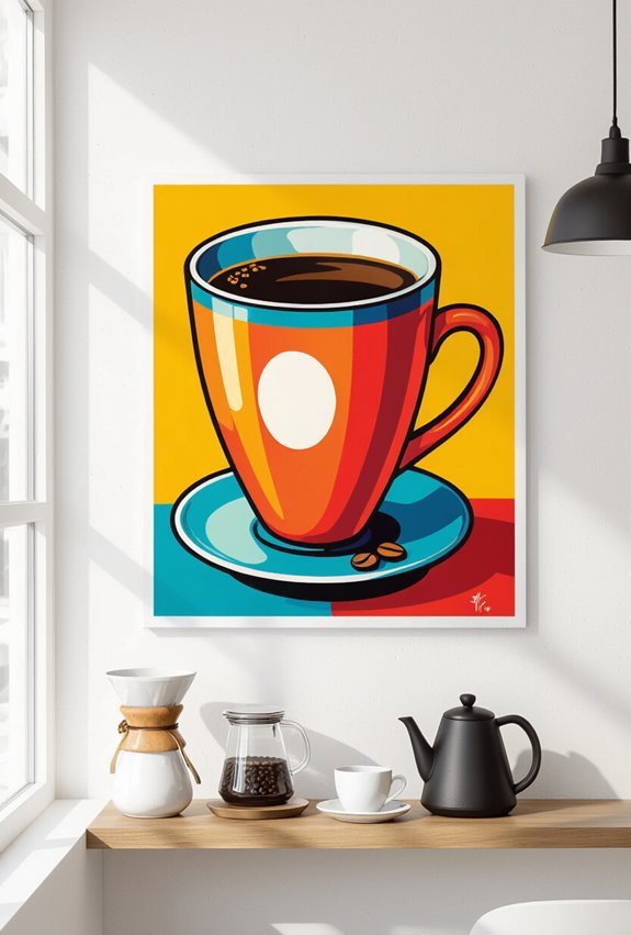 vibrant pop art coffee prints