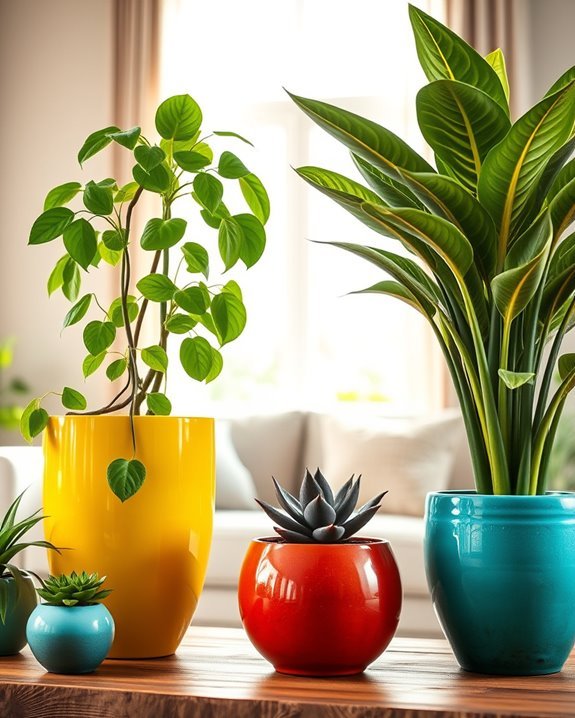 vibrant pots enhance decor