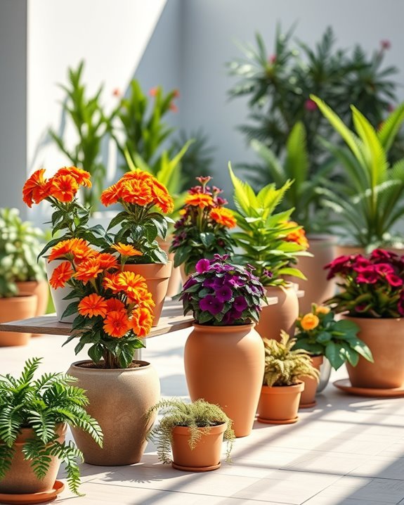 vibrant potted plant arrangements