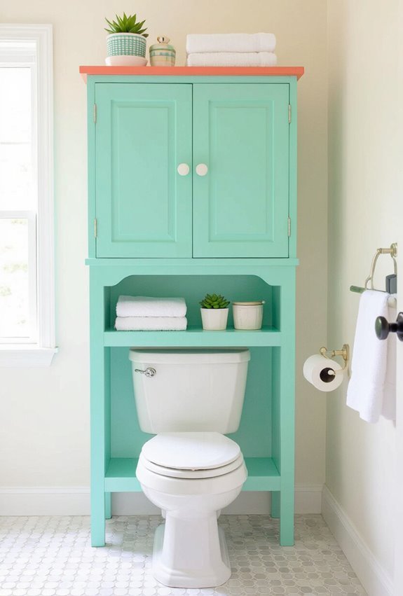 vibrant retro bathroom storage