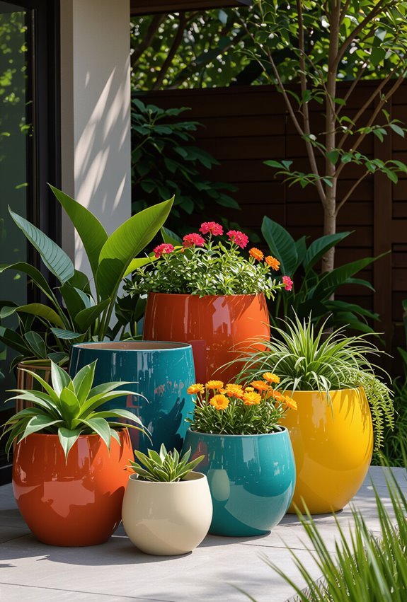 vibrant seasonal glazed planters