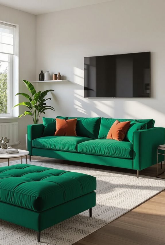 vibrant sofa anchors tv nook