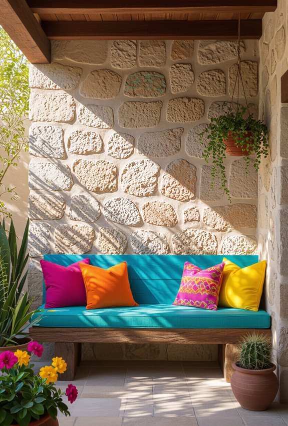 vibrant stone accented mexican patio
