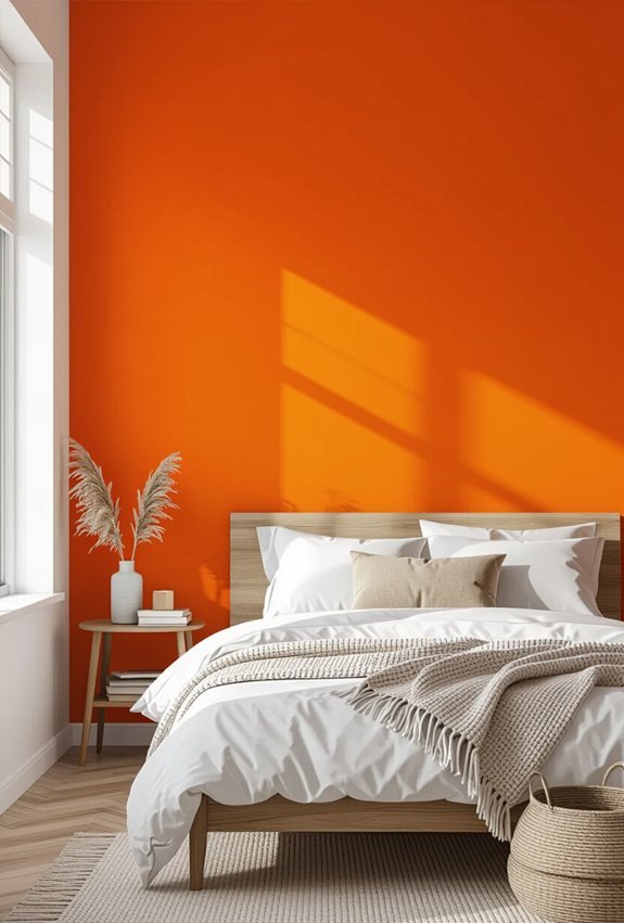 vibrant tangerine statement bedroom