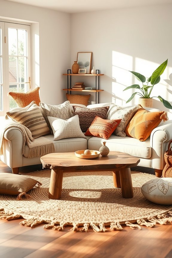 vibrant textured boho pillows