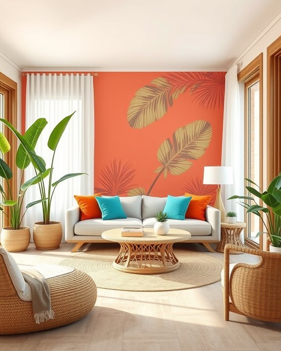 vibrant tropical accent walls