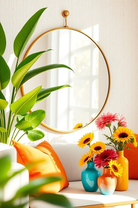 vibrant tropical mirror decor
