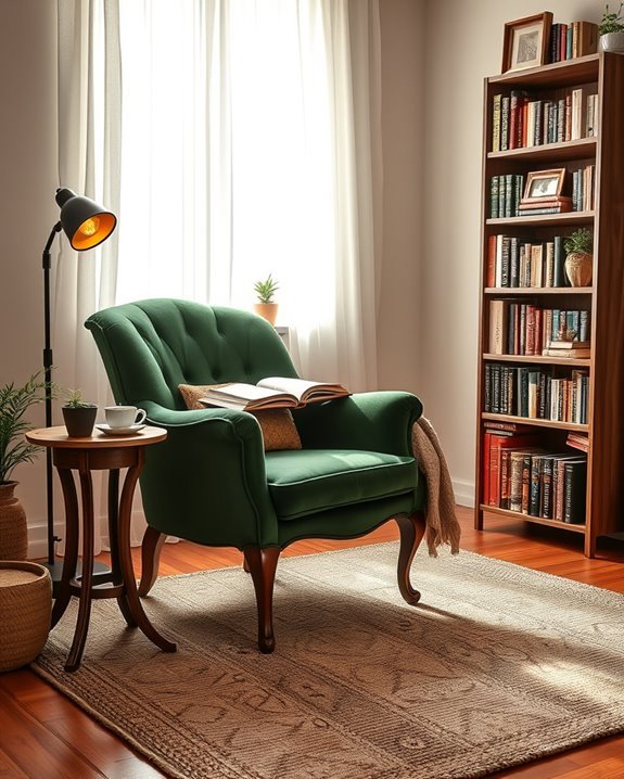 vintage armchair reading nook