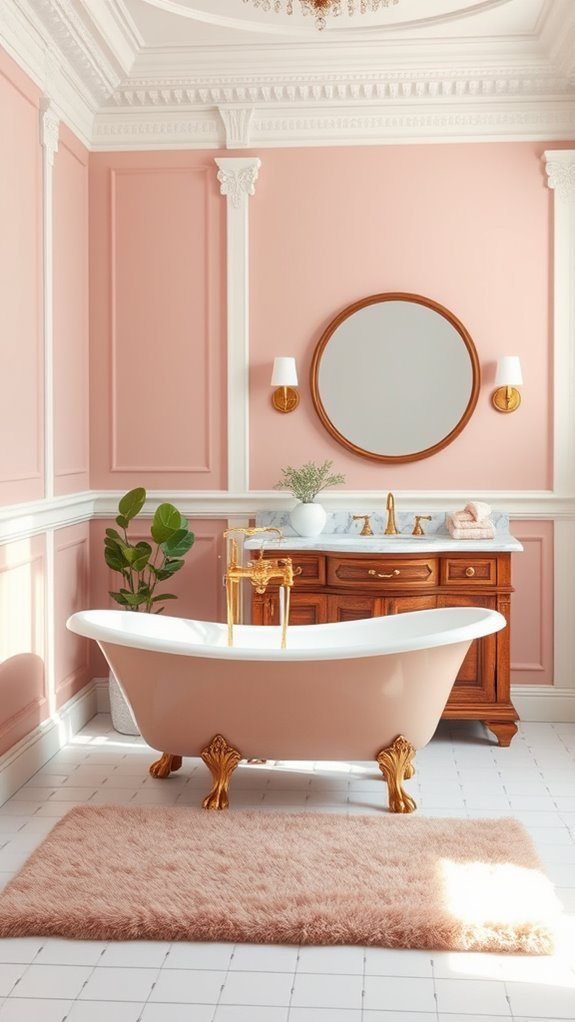 vintage bathroom with dusty rose