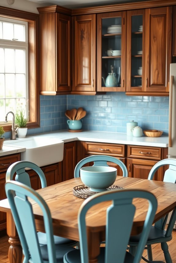 vintage blue brown kitchen charm