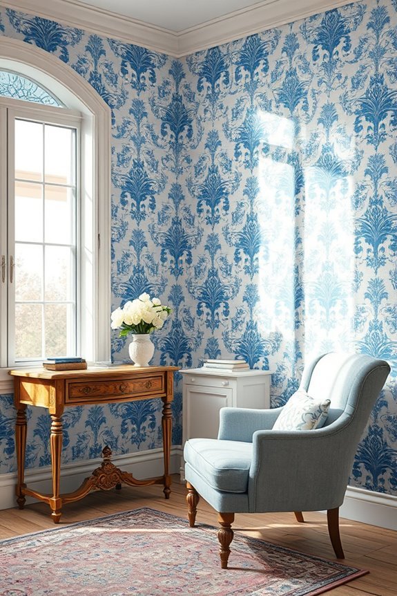vintage blue wallpaper charm