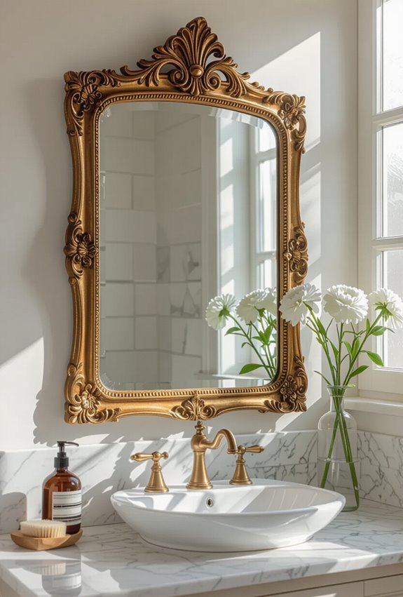 vintage brass framed bathroom charm