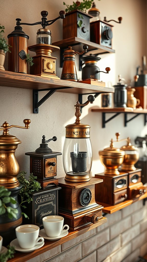 vintage coffee grinder display