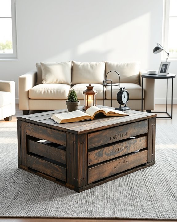 vintage crate coffee table
