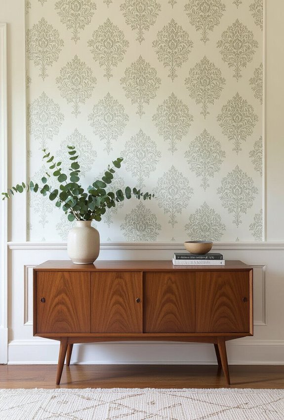 vintage flocked wallpaper accent
