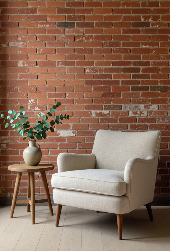 vintage furniture against brick