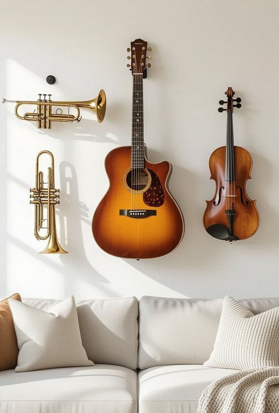 vintage instruments displayed as art