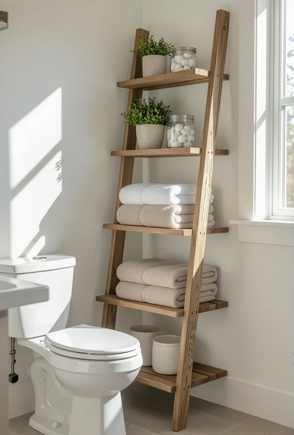 vintage ladder bathroom storage