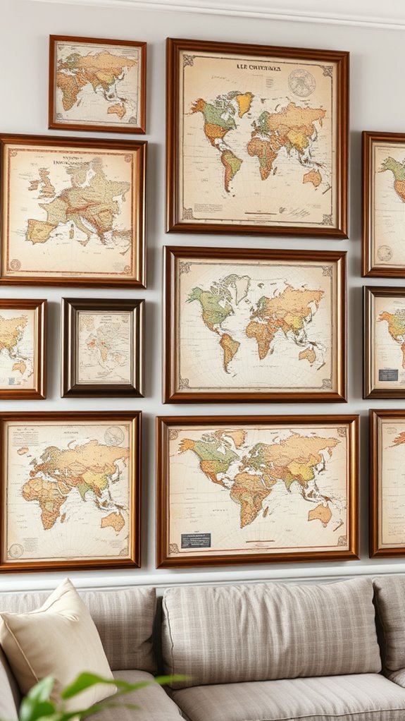 vintage map wall decor