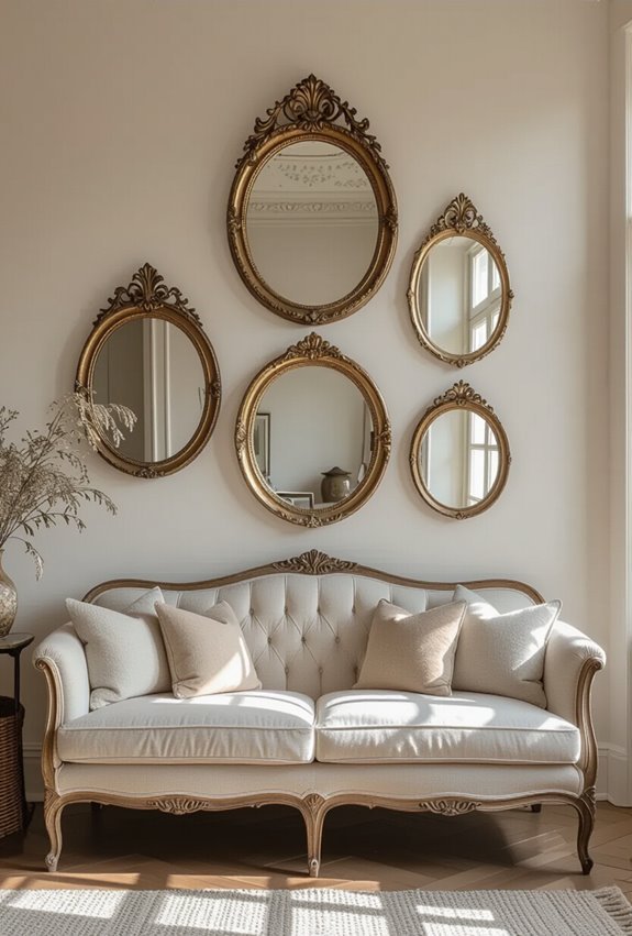vintage mirror display with patina
