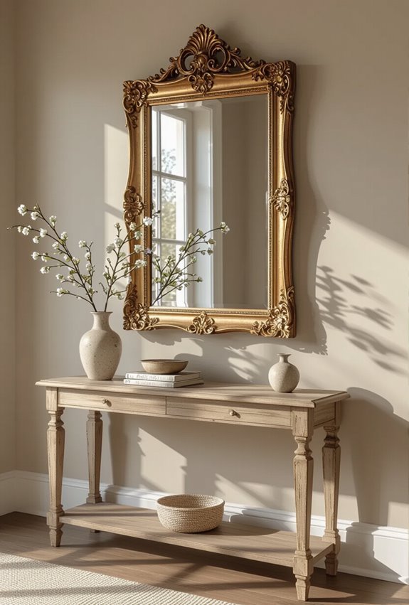 vintage mirror entryway focal point