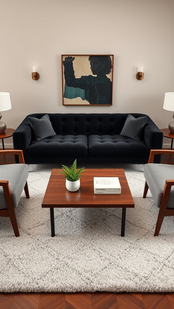 vintage modern dark couch