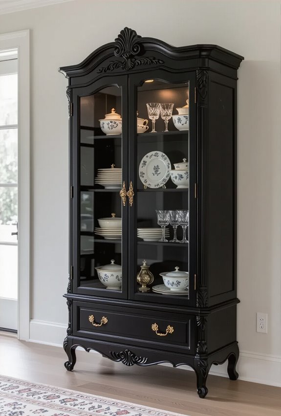 vintage ornate black cabinetry