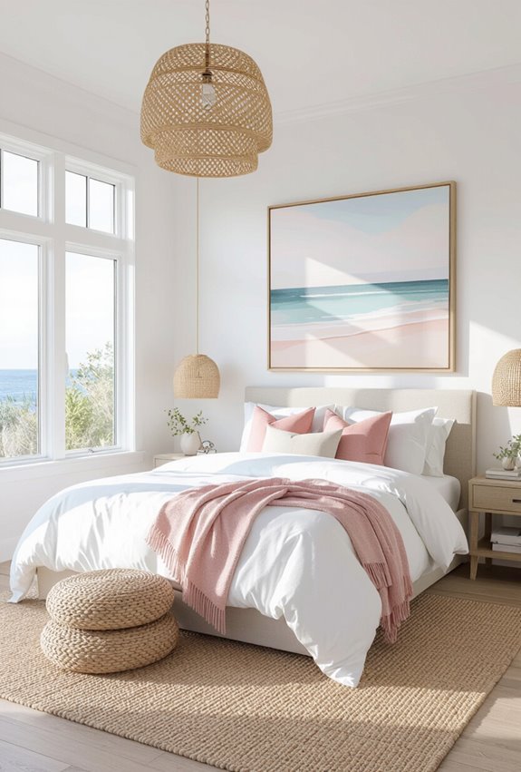 vintage pink coastal art