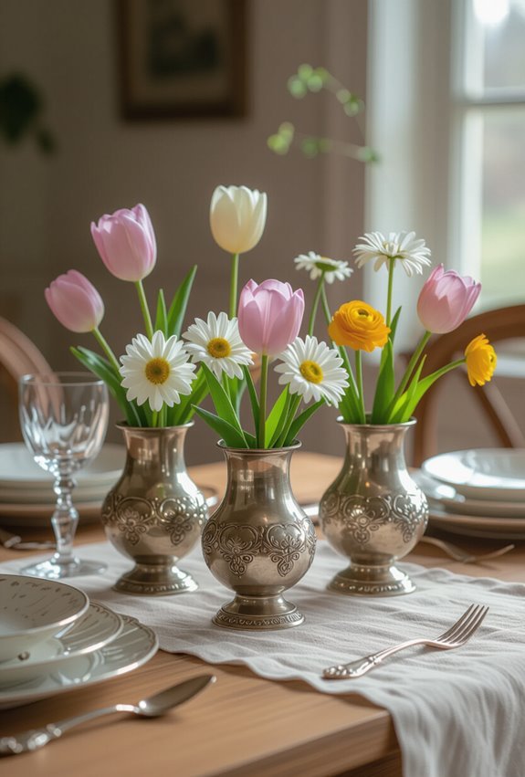 vintage silverware turned vases