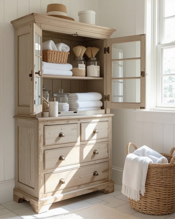 vintage storage enhances aesthetics