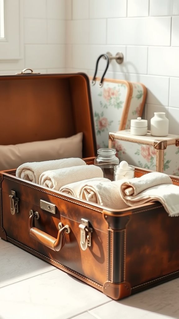 vintage suitcase bathroom storage