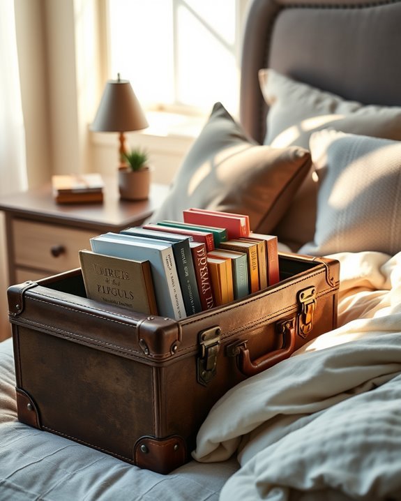vintage suitcase book display