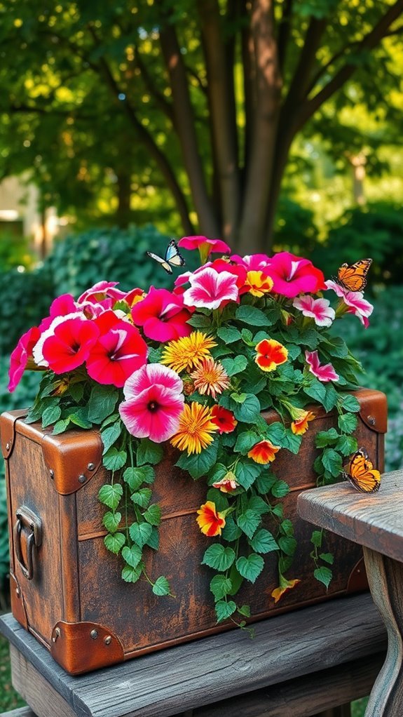 vintage suitcase garden planters