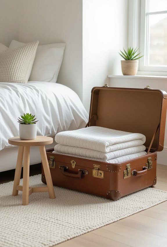 vintage suitcase storage seats