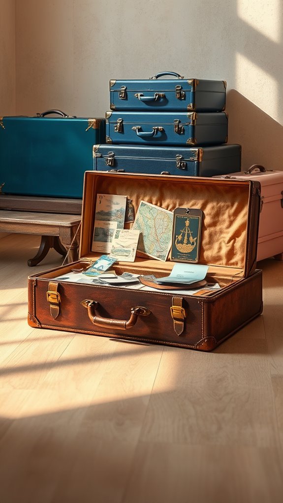 vintage suitcase wall display
