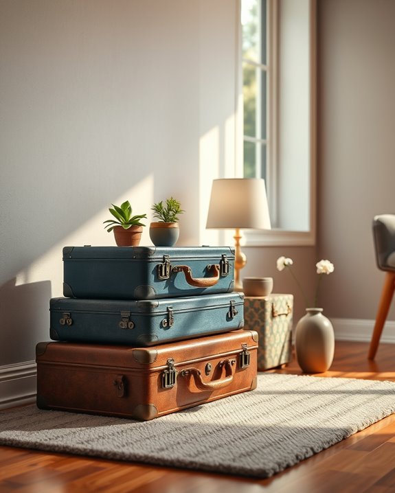 vintage suitcases as decor
