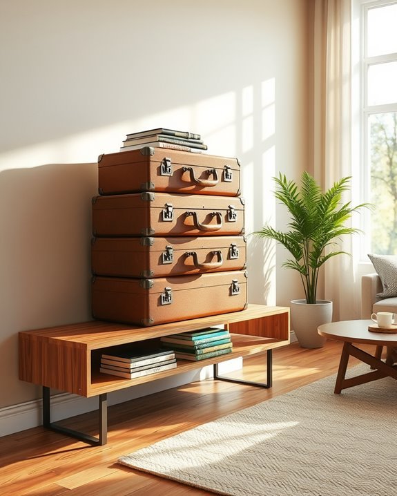 vintage suitcases for books