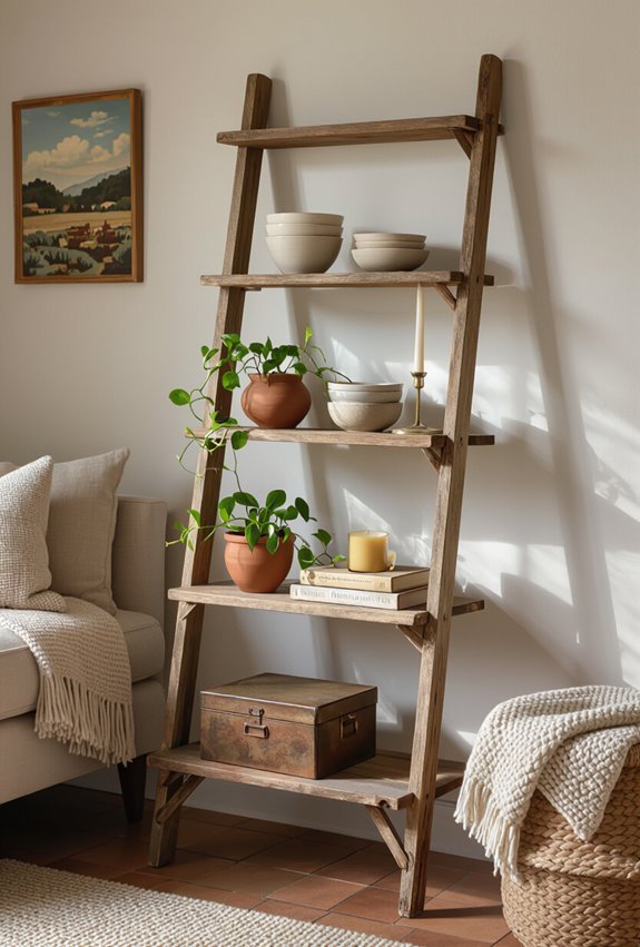 vintage suitcases to side table