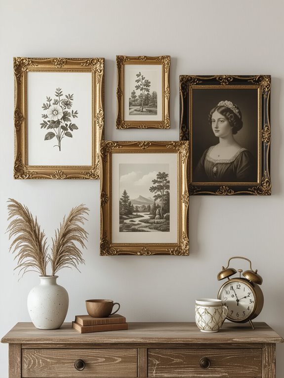 vintage themed triptych display