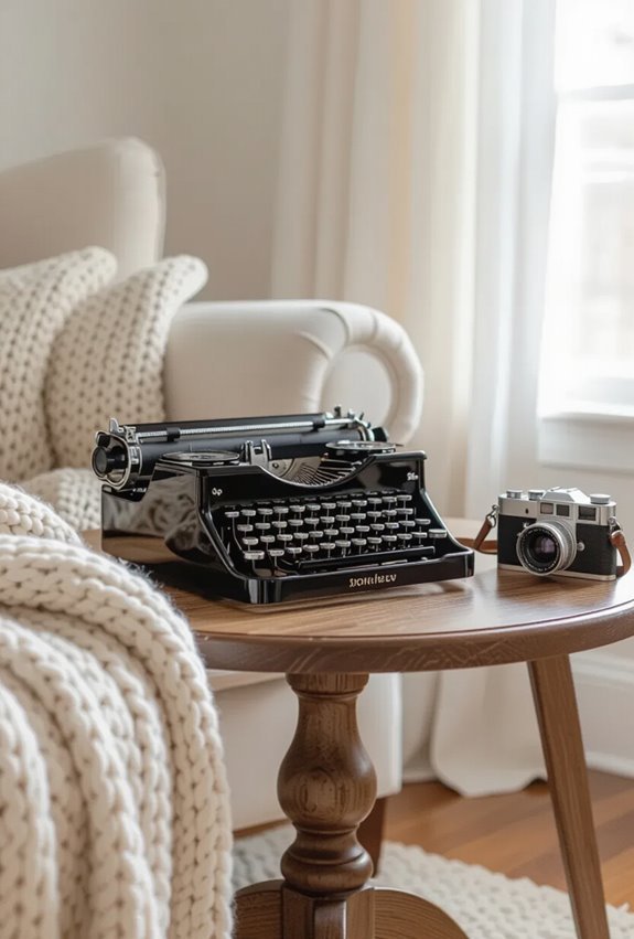 vintage typewriters and cameras