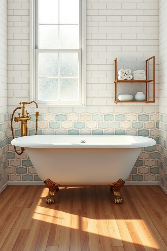 vintage wallpaper and fixtures