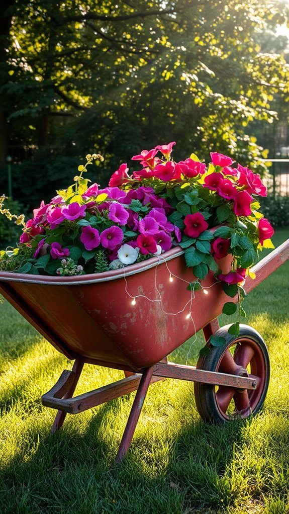 vintage wheelbarrow garden displays