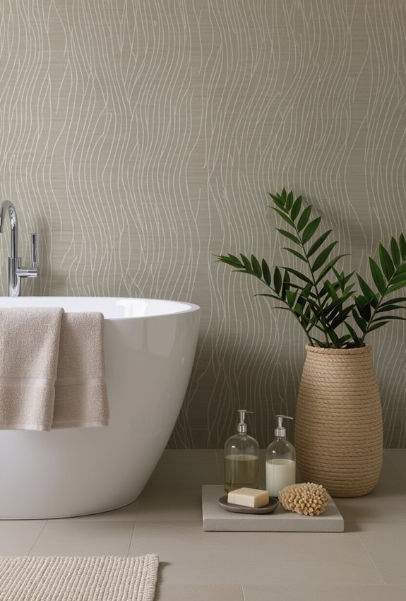 vinyl coated moisture resistant bathroom wallpaper