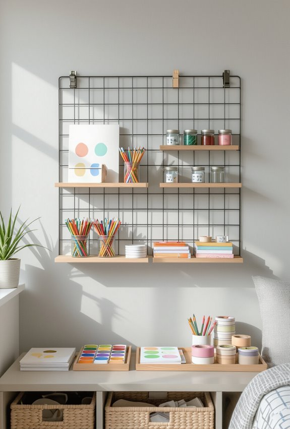 wall grid art supply organizer