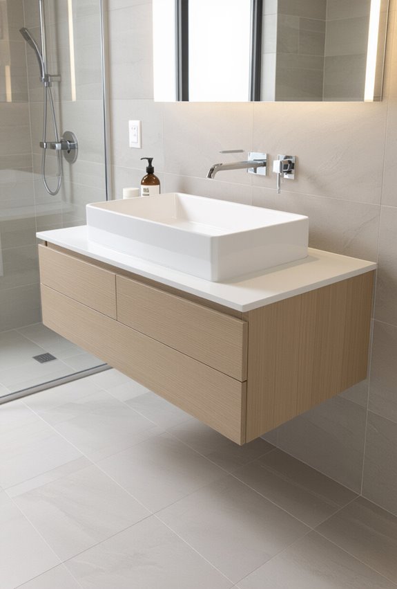 wall mounted concealed plumbing vanity