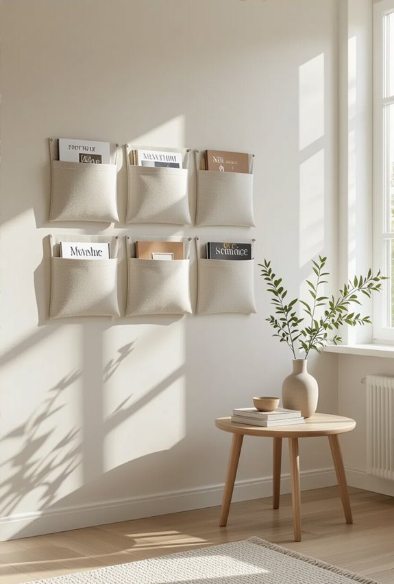 wall mounted magazine pocket organizer