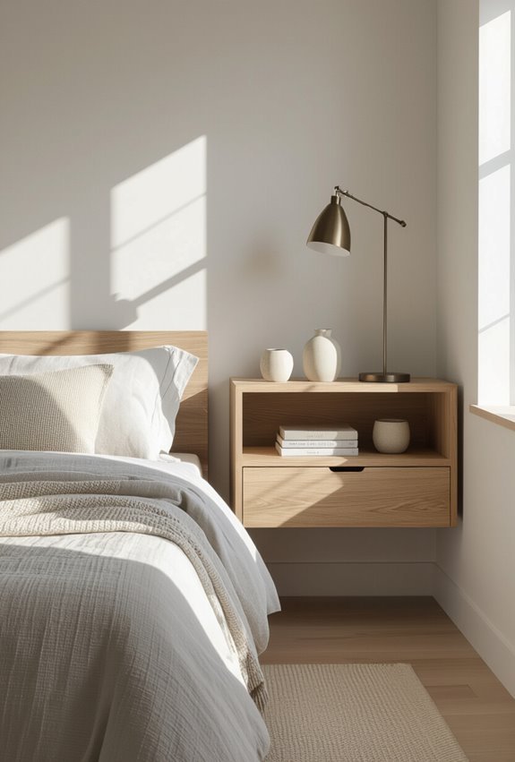 wall mounted slim bedside shelves