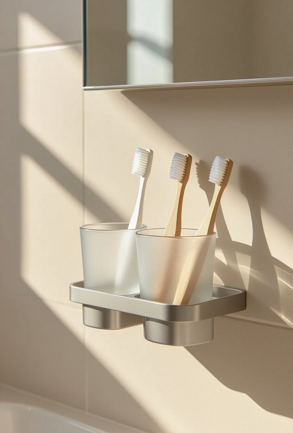 wall mounted toothbrush and cupholders