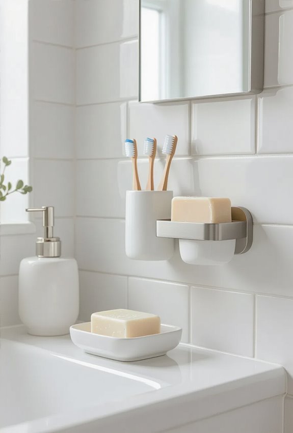wall mounted toothbrush and soap